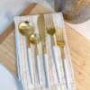 Inspire Me! Home Decor White And Gold Flatware Set