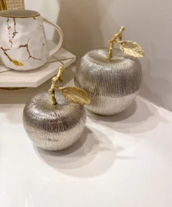 Inspire Me! Home Decor Silver And Gold Apple Shaped Snack Jar (2 Sizes)