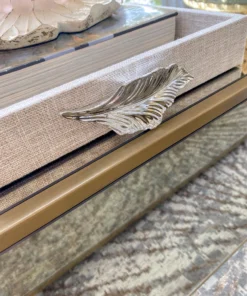 Inspire Me! Home Decor Grey Textile Tray With Silver Leaf Handle (2 Sizes)