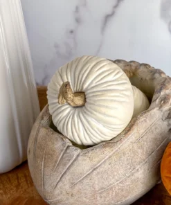 Inspire Me! Home Decor Mini Cream Velvet Decorative Pumpkin