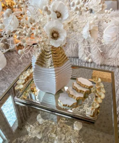 Inspire Me! Home Decor Rectangular Mirror Tray With Silver Border And Gold Leaf Design (2 Sizes)