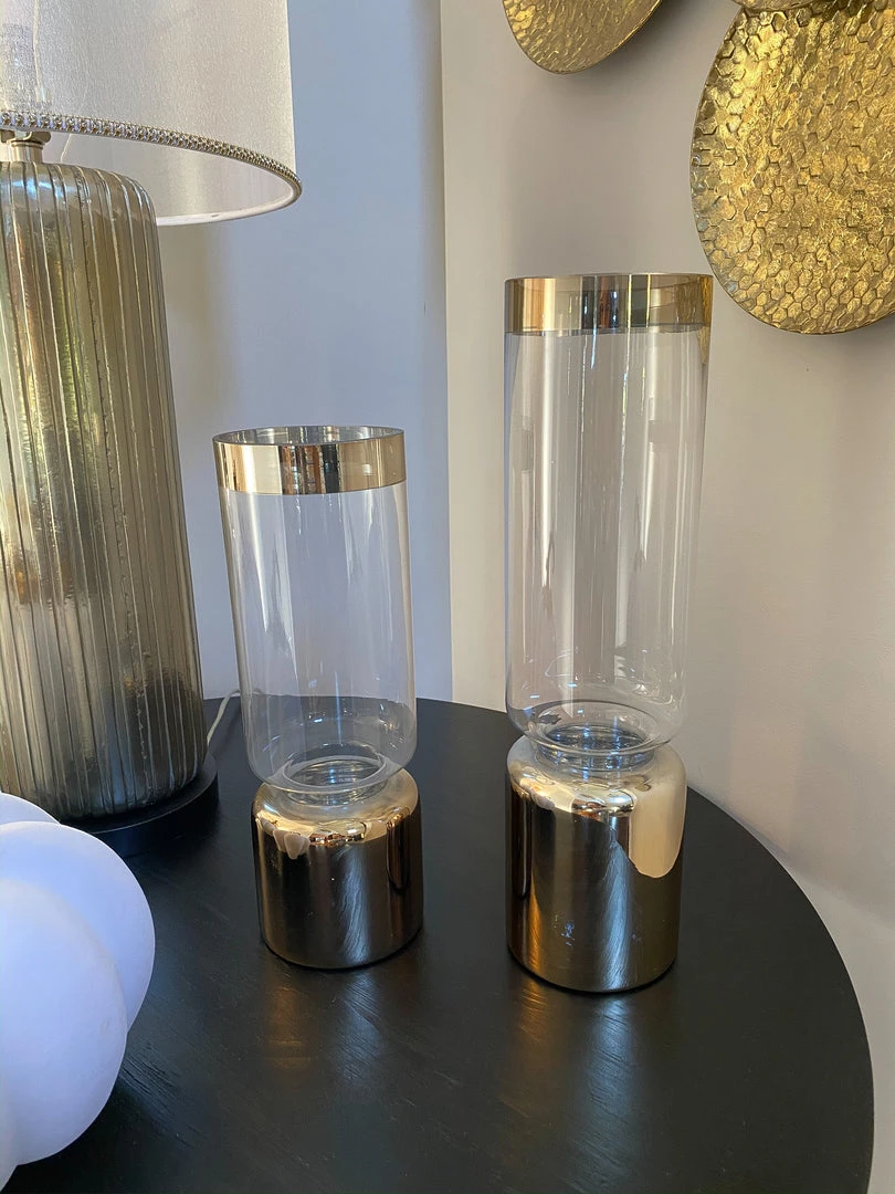 Inspire Me! Home Decor Glass Vase With Gold Rim And Base (2 Sizes) 3 Inspire Me! Home Decor Glass Vase With Gold Rim And Base (2 Sizes)