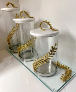 Inspire Me! Home Decor Gold Curry Leaf Canister (3 Sizes)