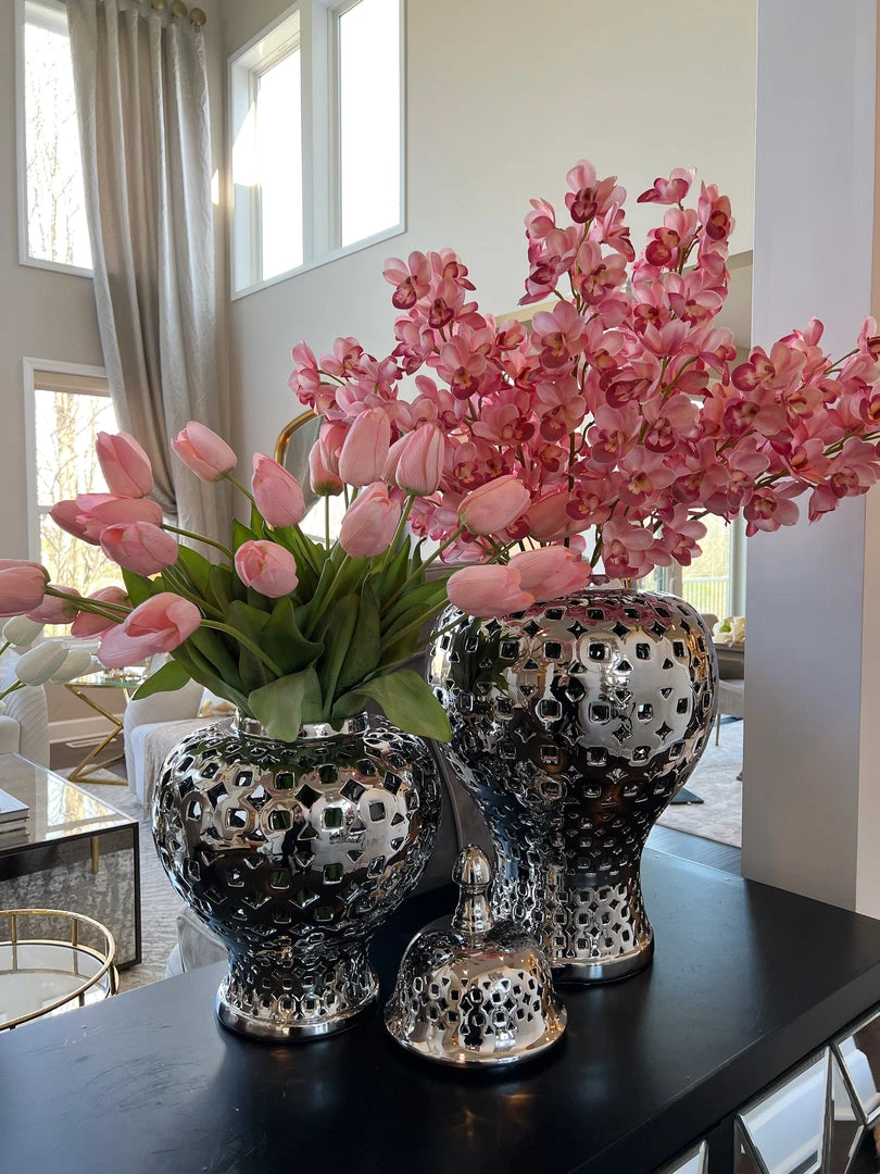 Inspire Me! Home Decor Silver Pierced Patterned Ginger Jar Pierced (2 Sizes) 5 Inspire Me! Home Decor Silver Pierced Patterned Ginger Jar Pierced (2 Sizes)