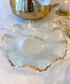 Inspire Me! Home Decor Wavy Glass Bowl W/ Gold Trim