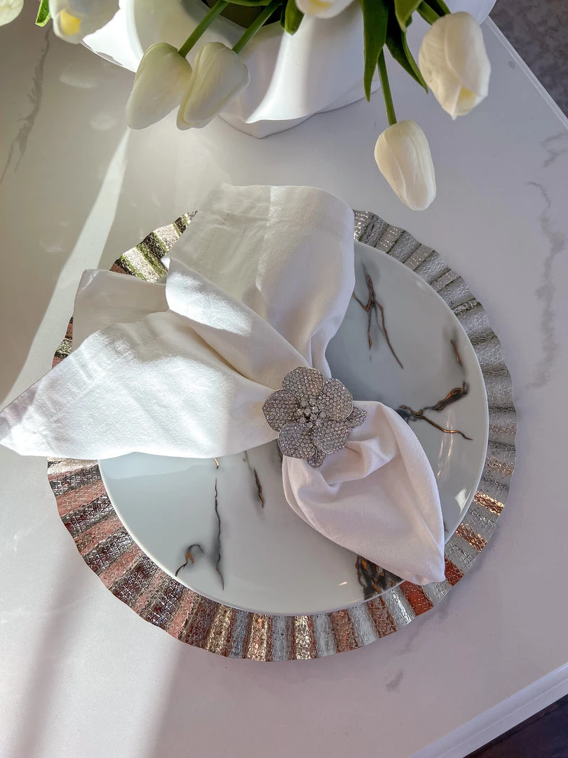 Inspire Me! Home Decor Silver Ripple Charger Plate 3 Inspire Me! Home Decor Silver Ripple Charger Plate