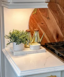 Inspire Me! Home Decor White Marble Salt & Pepper Bowl With Gold Spoon