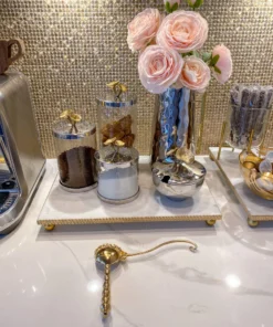 Inspire Me! Home Decor Silver And Gold Flower Top Canister (3 Sizes)