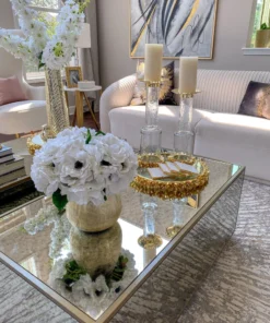 Inspire Me! Home Decor Glass Candle Holder With Gold Metal Floral Details (2 Sizes)