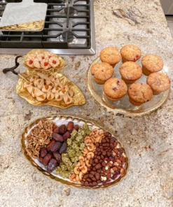 Inspire Me! Home Decor Gold Bordered Glass Cake Stand