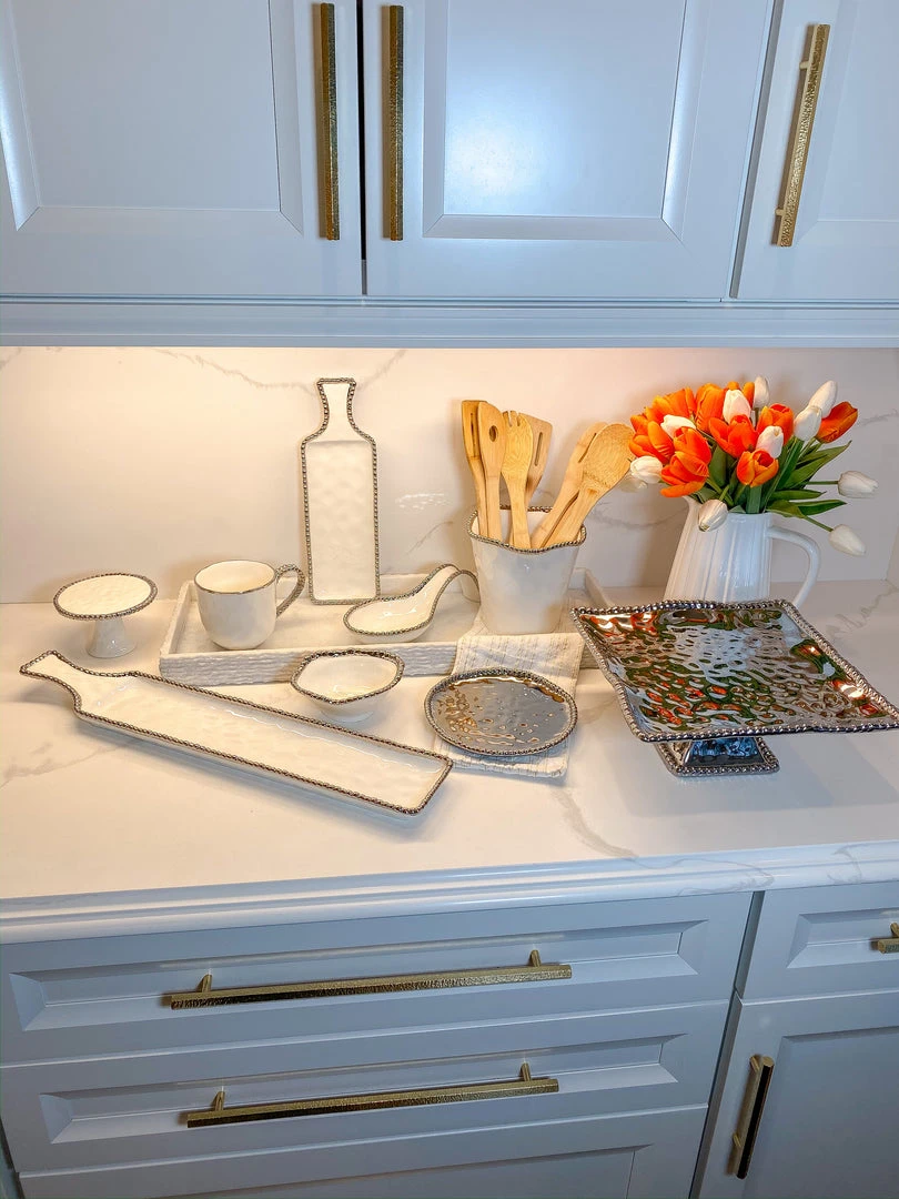 Inspire Me! Home Decor Long Silver And White Beaded Tray 5 Inspire Me! Home Decor Long Silver And White Beaded Tray