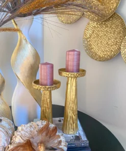 Inspire Me! Home Decor Pink Brushed Metallic Pillar Candle