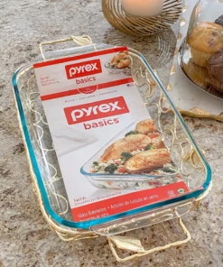 Inspire Me! Home Decor Rectangular Pyrex With Gold Branch Detailed Holder 12 Inspire Me! Home Decor Rectangular Pyrex With Gold Branch Detailed Holder