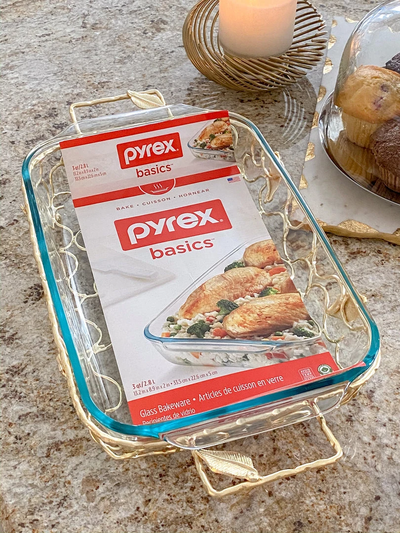 Inspire Me! Home Decor Rectangular Pyrex With Gold Branch Detailed Holder 7 Inspire Me! Home Decor Rectangular Pyrex With Gold Branch Detailed Holder