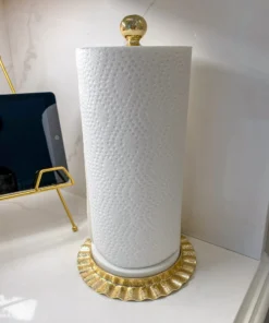 Inspire Me! Home Decor Gold Ripple Edge Paper Towel Holder With Marble Base (2 Colors)