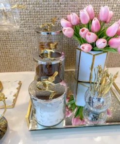 Inspire Me! Home Decor Hammered Glass Canister W/ Gold Bird Lid ( 3 Sizes Available)