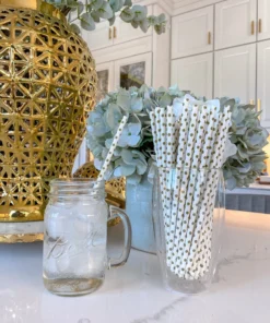 Inspire Me! Home Decor Gold Paper Straws ( 2 Patterns Available )