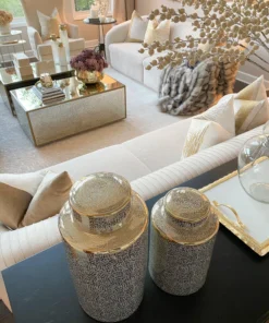 Inspire Me! Home Decor Jars White And Gold Elegant Jar With Lid (2 Sizes)