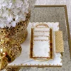 Inspire Me! Home Decor Marble Coasters W/ Gold Trim And Tray Set