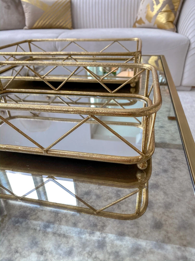 Inspire Me! Home Decor Set Of 2 Gold Mirrored Trays 7 Inspire Me! Home Decor Set Of 2 Gold Mirrored Trays