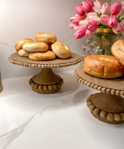 Inspire Me! Home Decor Round Beaded Wood Cake Stand (2 Sizes)