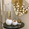 Inspire Me! Home Decor White Velvet Decorative Pumpkin With Gold Stem