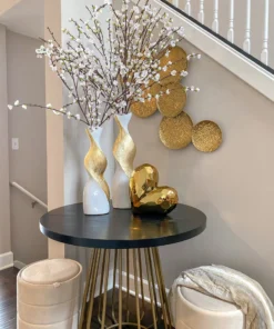 Inspire Me! Home Decor Gold And White Twisted Vase (2 Sizes)