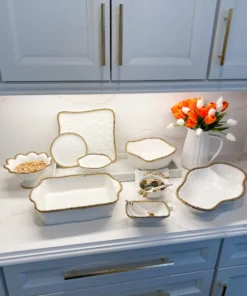 Inspire Me! Home Decor Gold And White Beaded Square Platter 10 Inspire Me! Home Decor Gold And White Beaded Square Platter