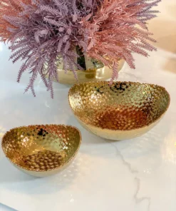 Inspire Me! Home Decor Gold Oval Hammered Porcelain Bowl