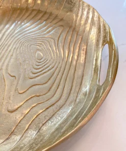 Inspire Me! Home Decor Gold Metal Wood Pattern Round Tray
