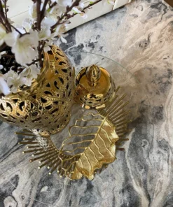 Inspire Me! Home Decor Gold Openwork Leaf Decor/ Trivet