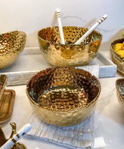 Inspire Me! Home Decor Hammered Porcelain Gold Bowl (2 Sizes)