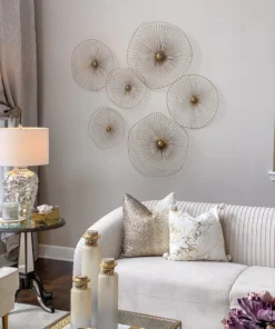 Inspire Me! Home Decor WALL ART & MIRRORS Gold Asymmetrical Circles Wall Art (Set Of 3 - 3 Different Sizes)