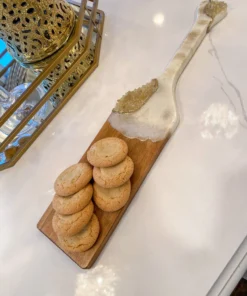 Inspire Me! Home Decor Gold Leaf And White Resin Wood Paddle Serving Board