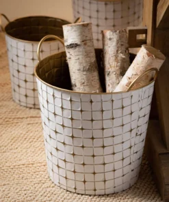 Inspire Me! Home Decor Indoor/Outdoor Gold And White Etched Planters (3 Sizes)