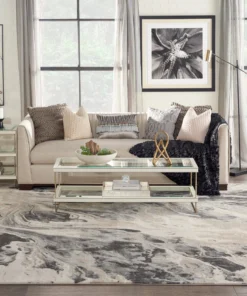 Nourison PILLOWS, RUGS, & THROWS Elegance Area Rug - Charcoal/Grey/Beige (10 Sizes)